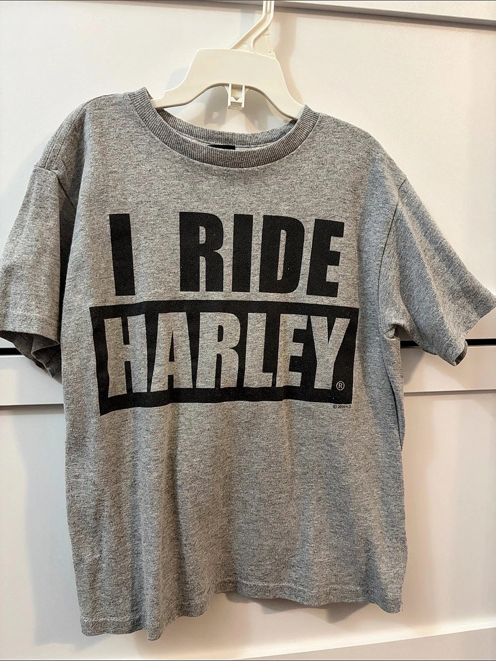 Harley-Davidson I Ride Harley Short Sleeve Tee boys 5/6 Gray Graphic Tee